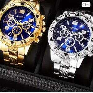 Geneva Dual-Tone Watches with Vibrant Blue Dials